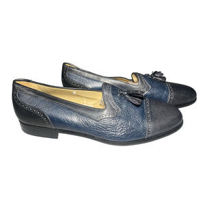 Peter Huber Shoes Mens 9.5 Blue Leather Tassel Loafer Dress Handmade Brogue